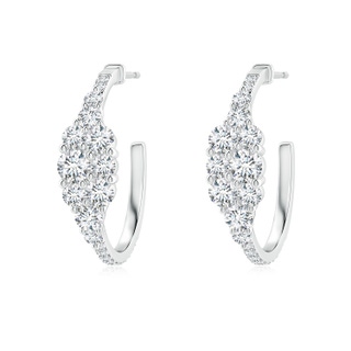 3.5mm GVS2 Diamond Clustre Asymmetrical Hoop Earrings in S999 Silver