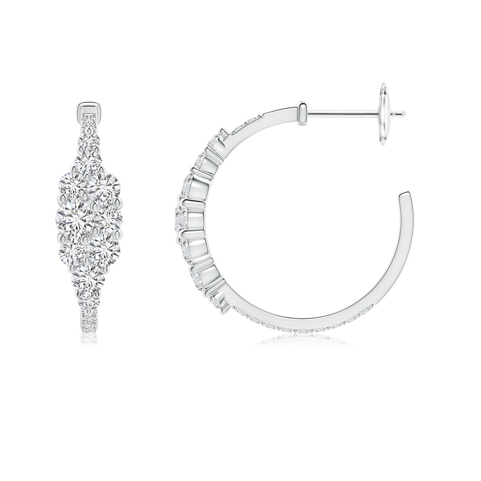 3.5mm HSI2 Diamond Cluster Asymmetrical Hoop Earrings in White Gold side 199
