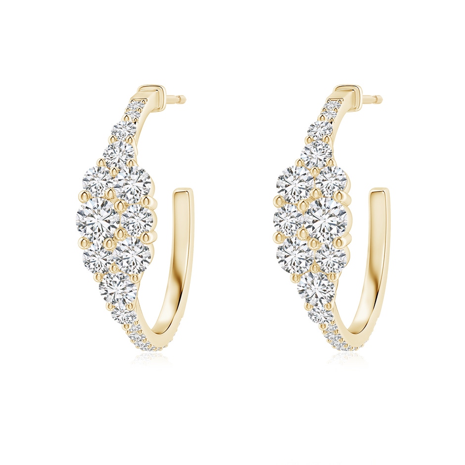 3.5mm HSI2 Diamond Clustre Asymmetrical Hoop Earrings in Yellow Gold 