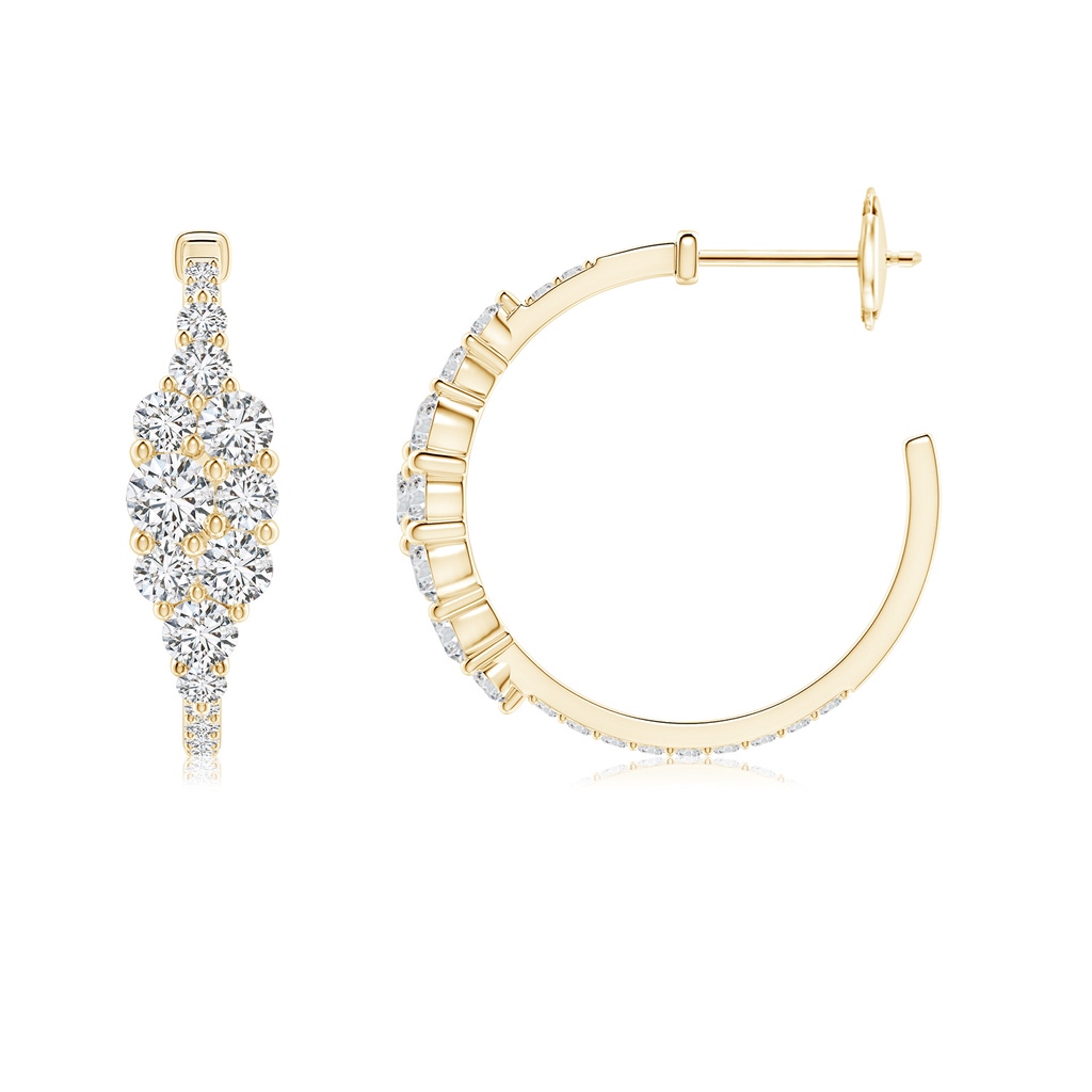 3.5mm HSI2 Diamond Clustre Asymmetrical Hoop Earrings in Yellow Gold - side 199
