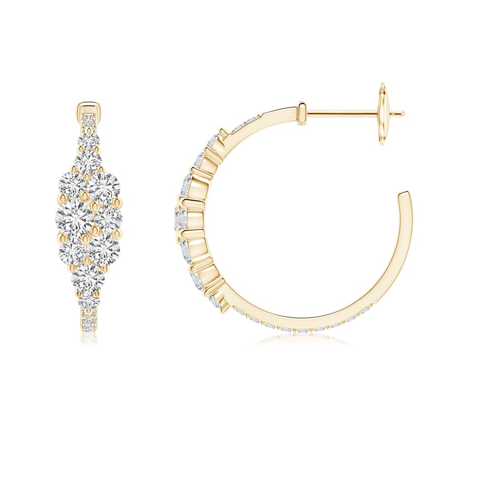 3.5mm HSI2 Diamond Clustre Asymmetrical Hoop Earrings in Yellow Gold side 199