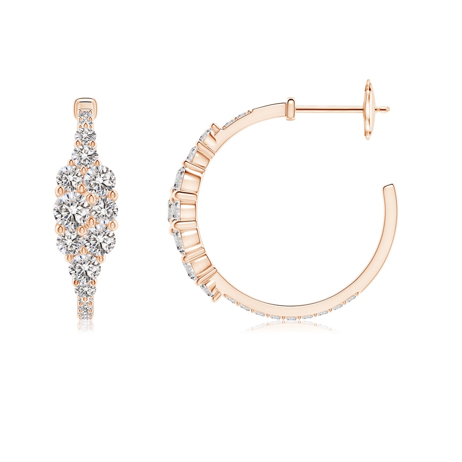 3.5mm IJI1I2 Diamond Cluster Asymmetrical Hoop Earrings in Rose Gold side 199
