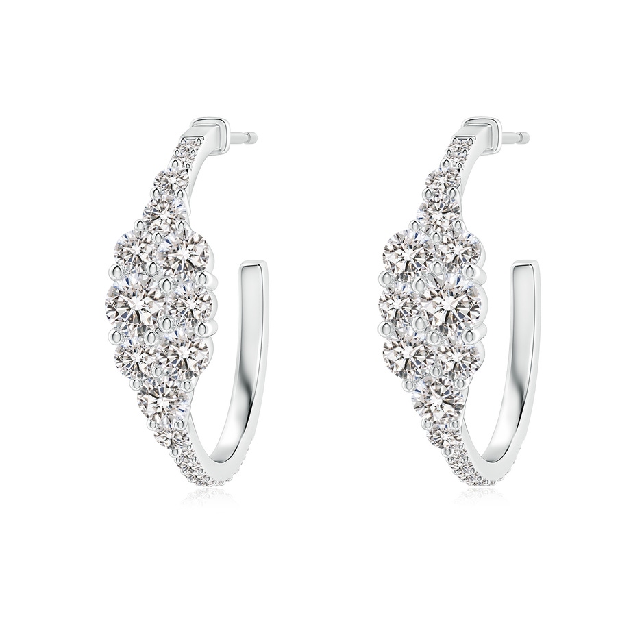 3.5mm IJI1I2 Diamond Clustre Asymmetrical Hoop Earrings in White Gold 