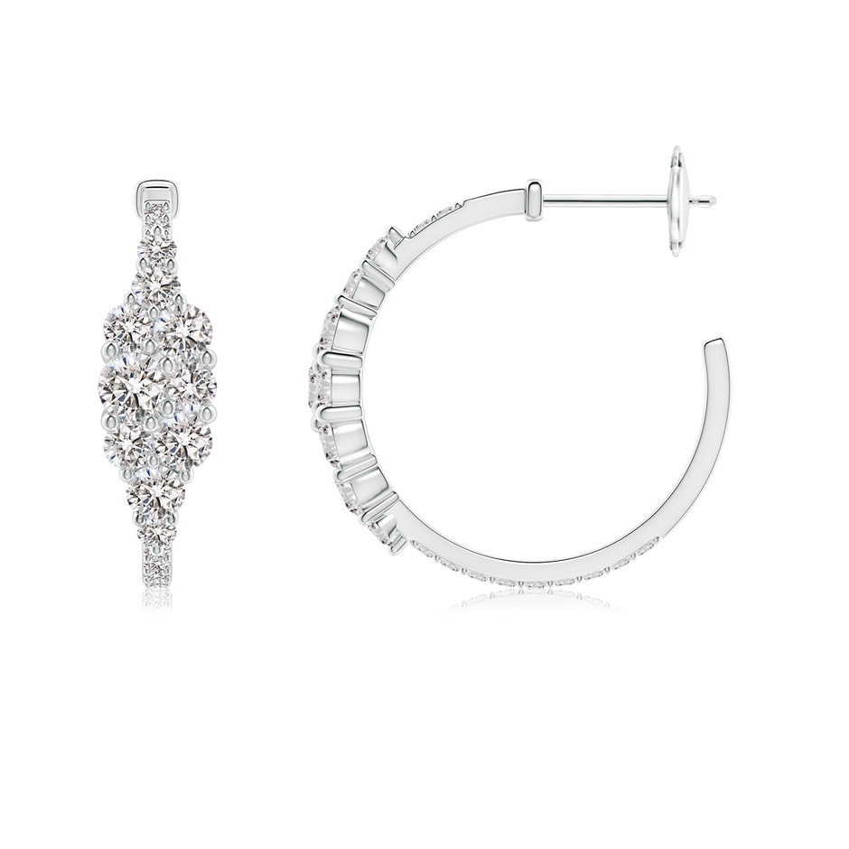 3.5mm IJI1I2 Diamond Clustre Asymmetrical Hoop Earrings in White Gold side 199