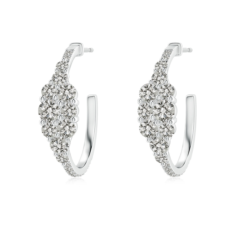 3.5mm KI3 Diamond Cluster Asymmetrical Hoop Earrings in White Gold 