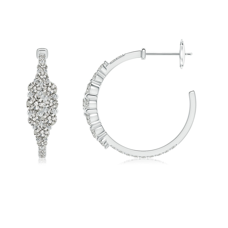 3.5mm KI3 Diamond Cluster Asymmetrical Hoop Earrings in White Gold side 199