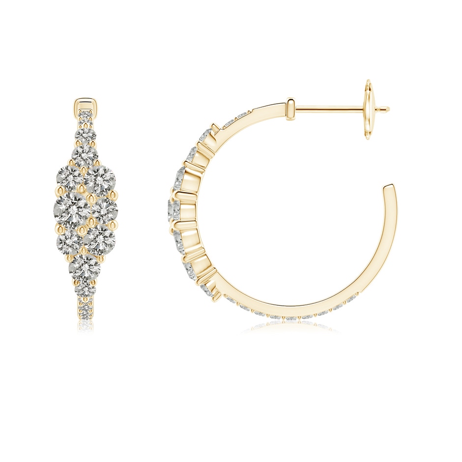 3.5mm KI3 Diamond Cluster Asymmetrical Hoop Earrings in Yellow Gold side 199