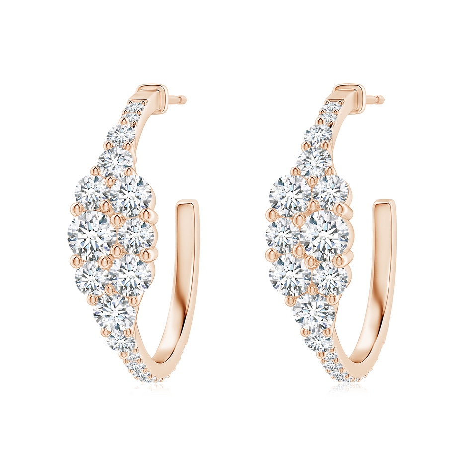 4mm GVS2 Diamond Clustre Asymmetrical Hoop Earrings in Rose Gold 