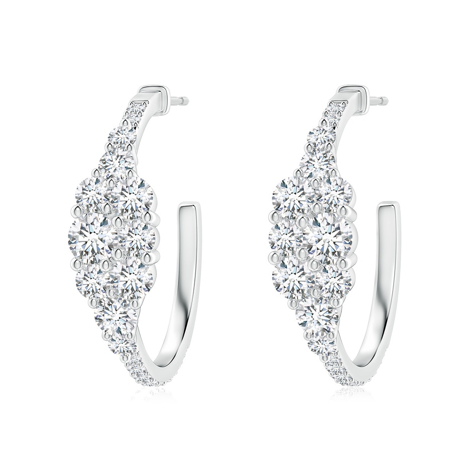 4mm GVS2 Diamond Clustre Asymmetrical Hoop Earrings in S999 Silver 