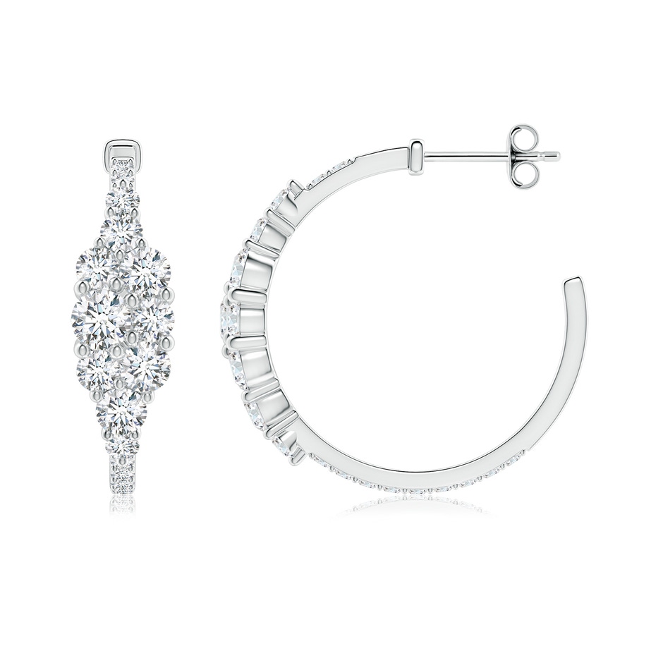 4mm GVS2 Diamond Clustre Asymmetrical Hoop Earrings in S999 Silver side 199