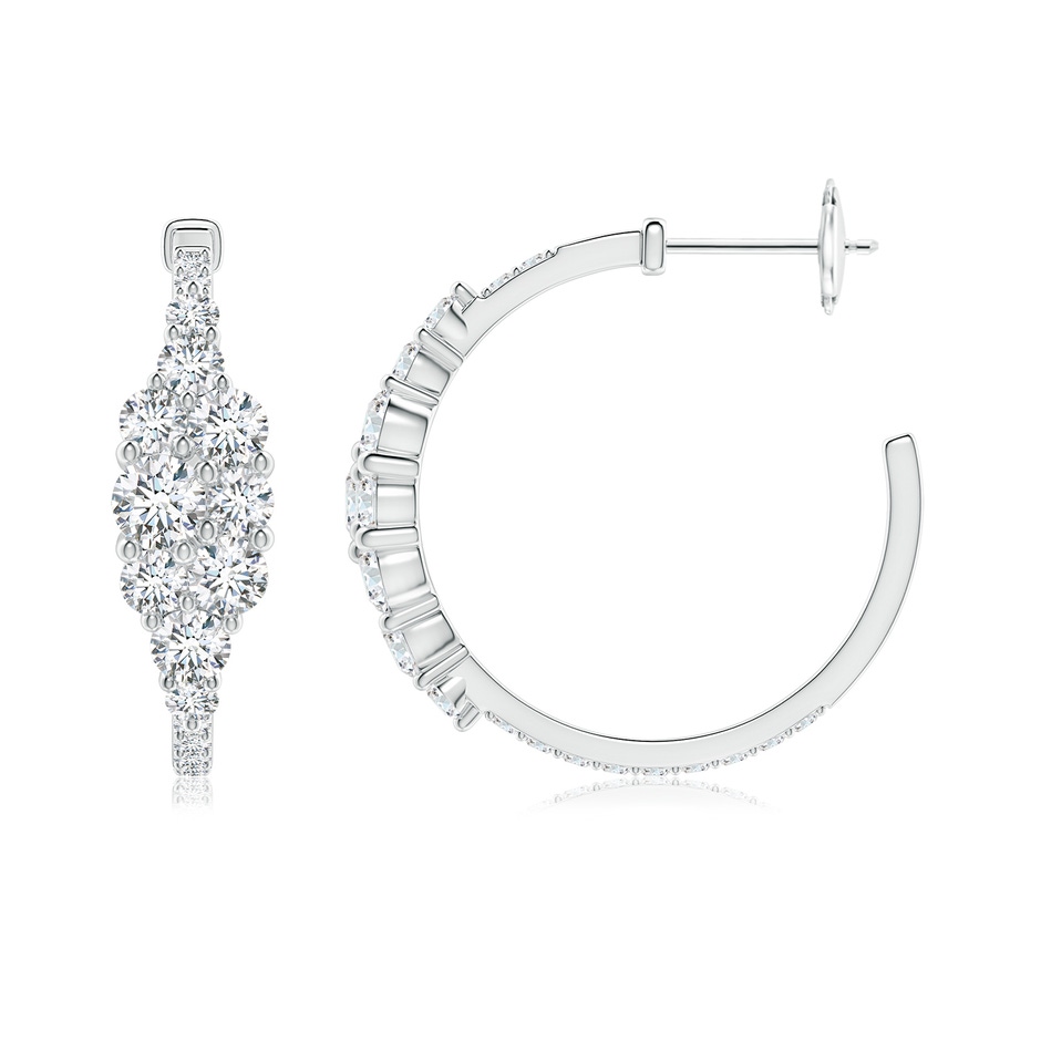 4mm GVS2 Diamond Cluster Asymmetrical Hoop Earrings in White Gold side 199