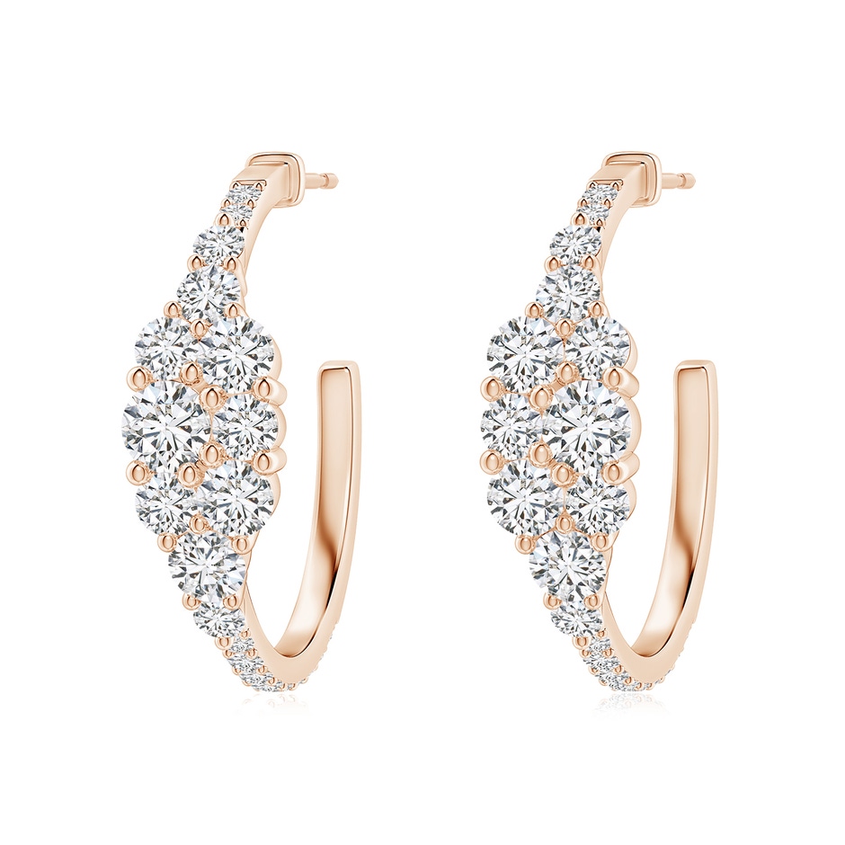 4mm HSI2 Diamond Clustre Asymmetrical Hoop Earrings in Rose Gold 