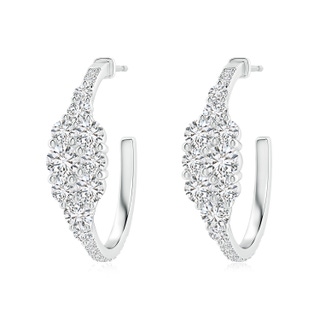 4mm HSI2 Diamond Clustre Asymmetrical Hoop Earrings in S999 Silver