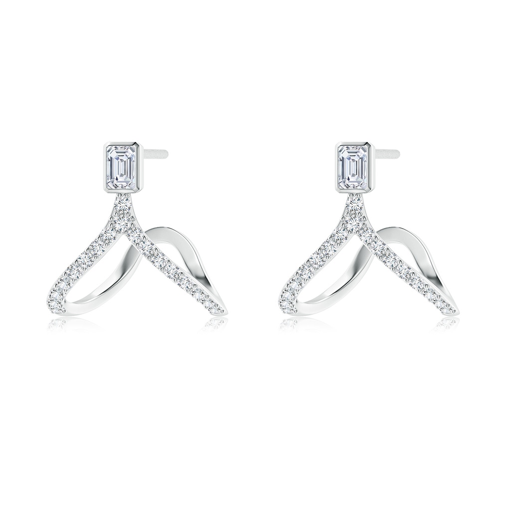 3x2mm GVS2 Emerald-Cut Diamond Cuff Earrings in S999 Silver