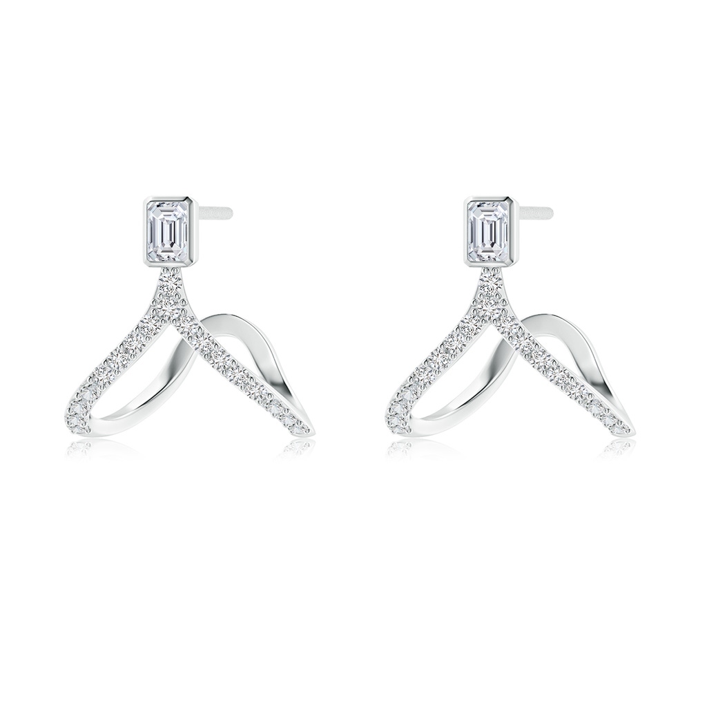 3x2mm HSI2 Emerald-Cut Diamond Cuff Earrings in White Gold