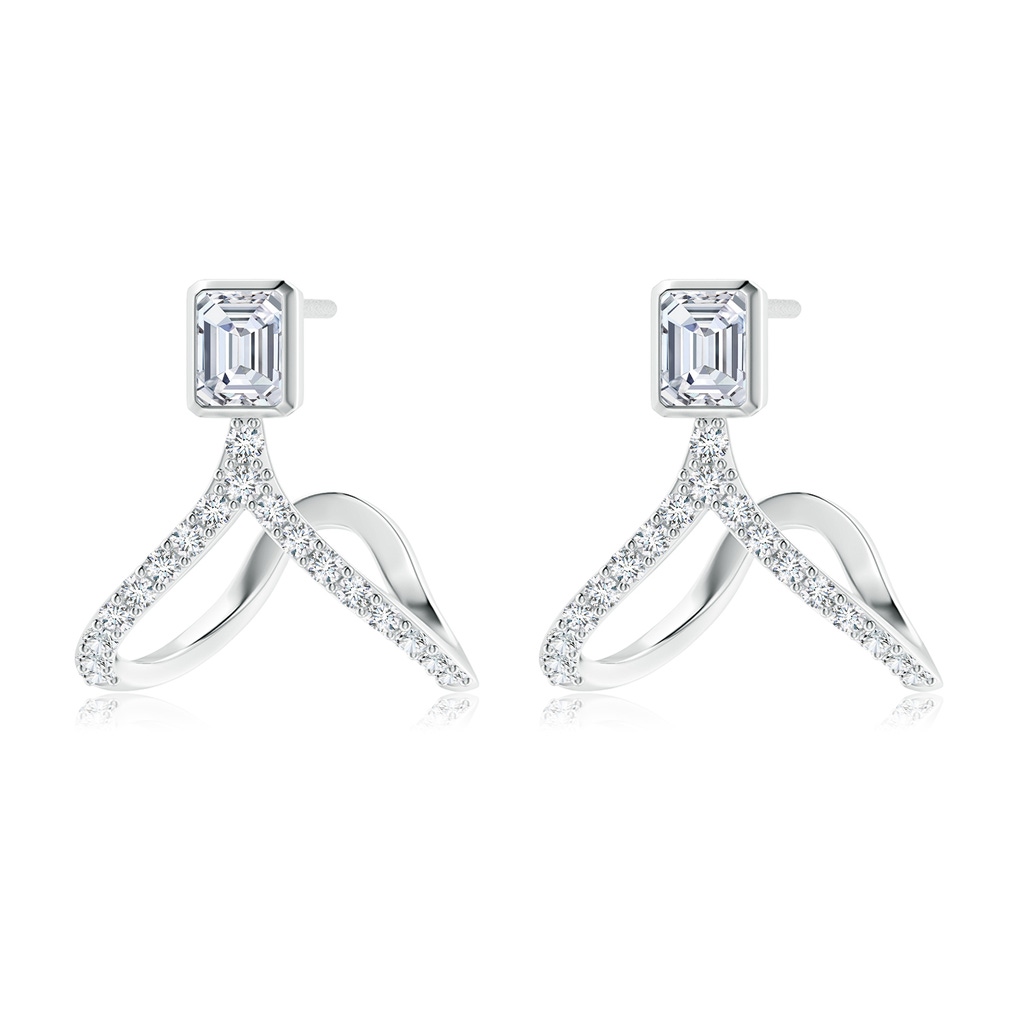 4x3mm GVS2 Emerald-Cut Diamond Cuff Earrings in White Gold