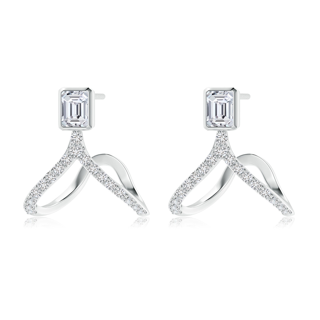 4x3mm HSI2 Emerald-Cut Diamond Cuff Earrings in White Gold