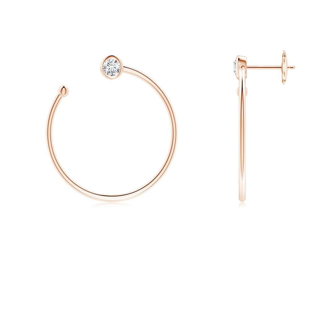 3.2mm GVS2 Bezel-Set Round Diamond Front-to-Back Flex Hoop Earrings in Rose Gold