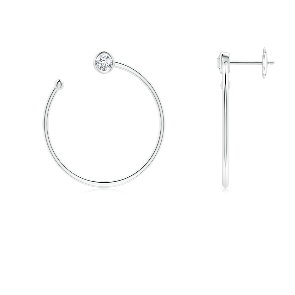 3.2mm GVS2 Bezel-Set Round Diamond Front-to-Back Flex Hoop Earrings in White Gold 