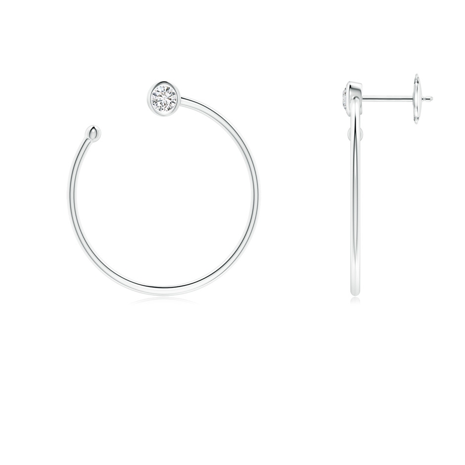 3.2mm HSI2 Bezel-Set Round Diamond Front-to-Back Flex Hoop Earrings in White Gold 