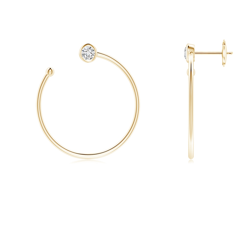 3.2mm HSI2 Bezel-Set Round Diamond Front-to-Back Flex Hoop Earrings in Yellow Gold