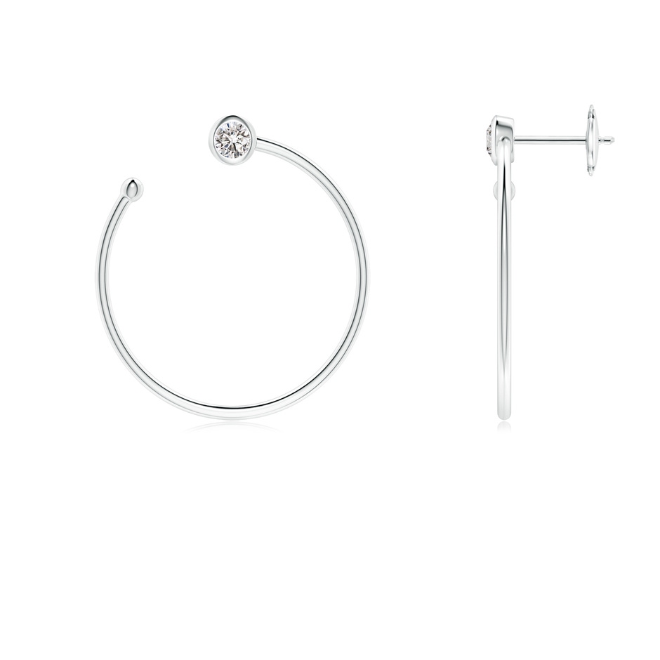 3.2mm IJI1I2 Bezel-Set Round Diamond Front-to-Back Flex Hoop Earrings in White Gold 