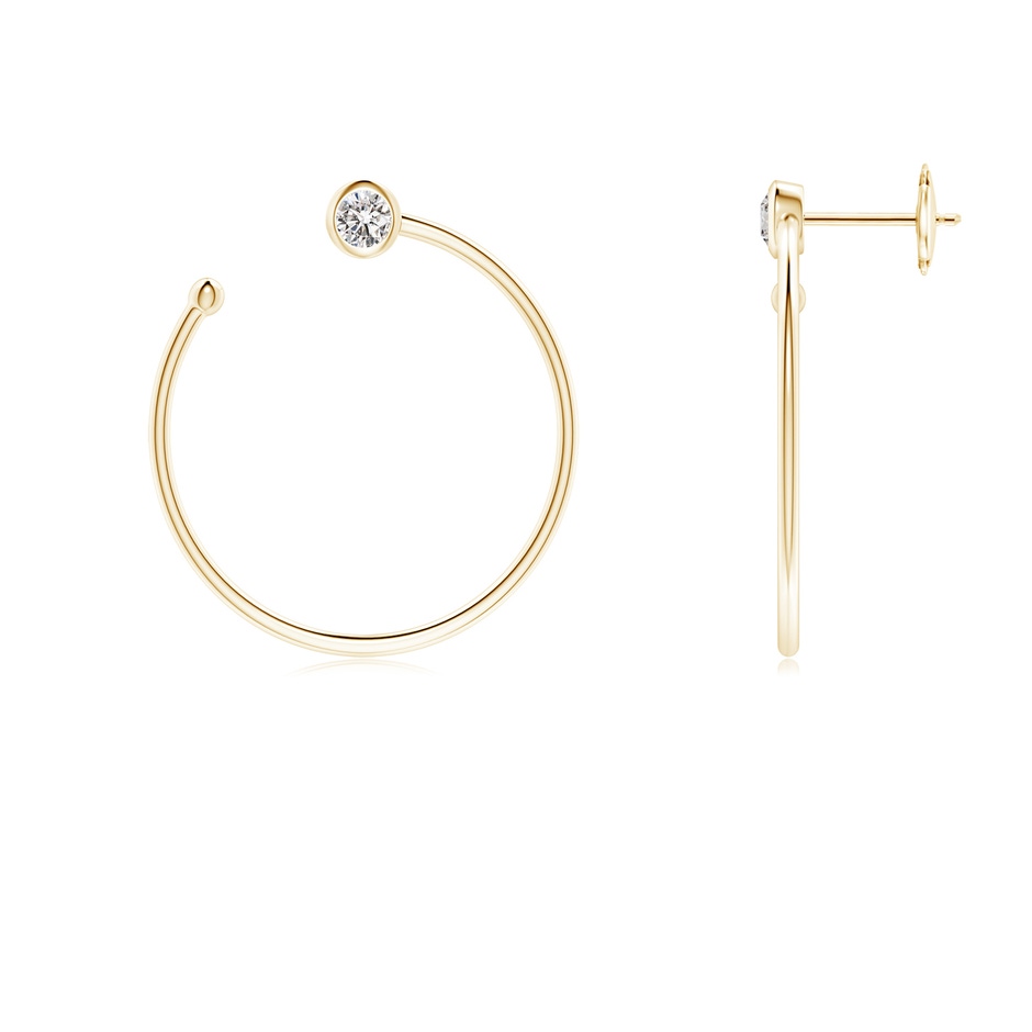 3.2mm IJI1I2 Bezel-Set Round Diamond Front-to-Back Flex Hoop Earrings in Yellow Gold 