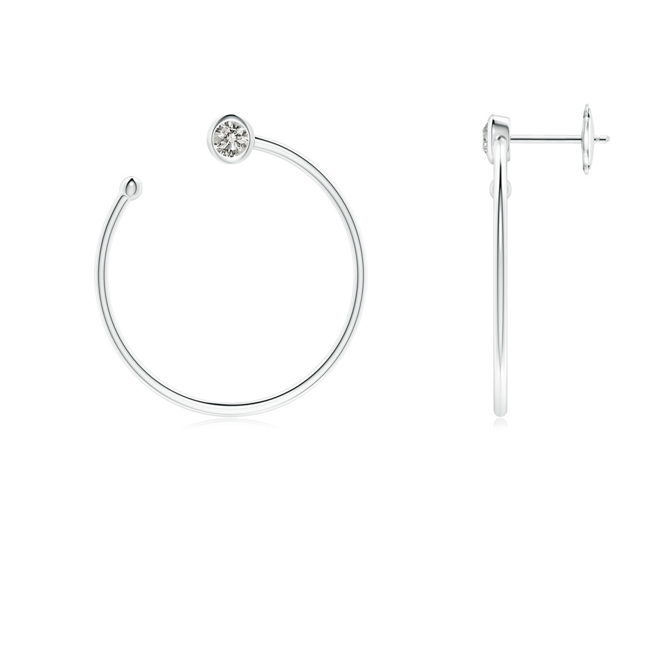 3.2mm KI3 Bezel-Set Round Diamond Front-to-Back Flex Hoop Earrings in White Gold 