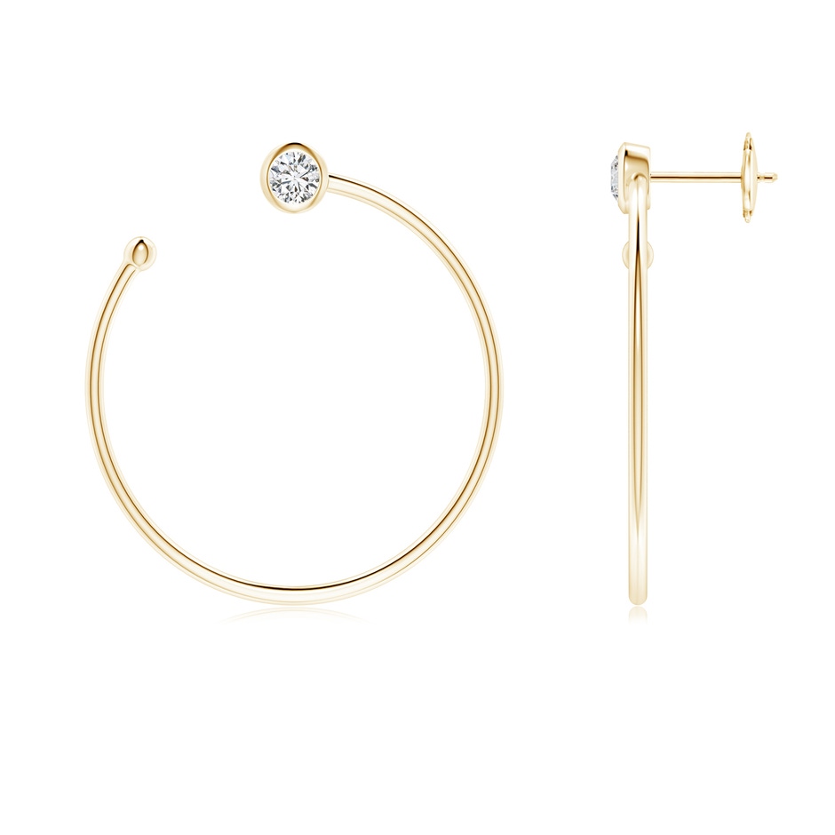 3.6mm HSI2 Bezel-Set Round Diamond Front-to-Back Flex Hoop Earrings in Yellow Gold 