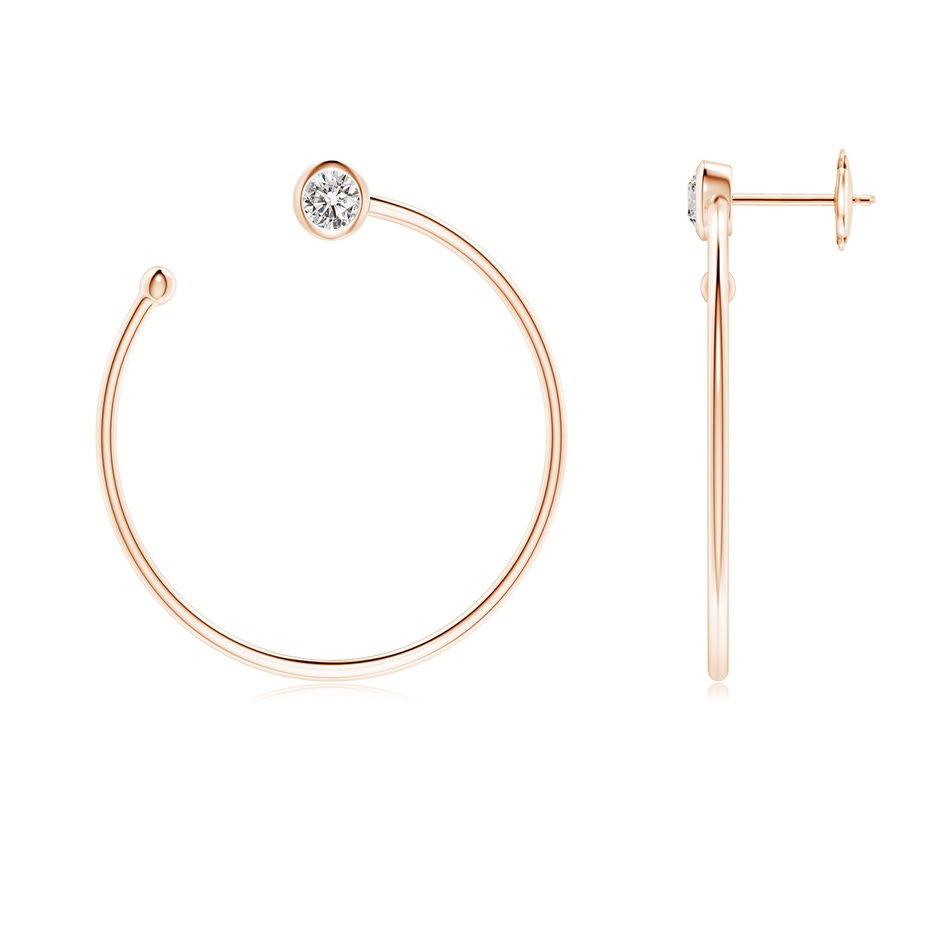 3.6mm IJI1I2 Bezel-Set Round Diamond Front-to-Back Flex Hoop Earrings in Rose Gold 