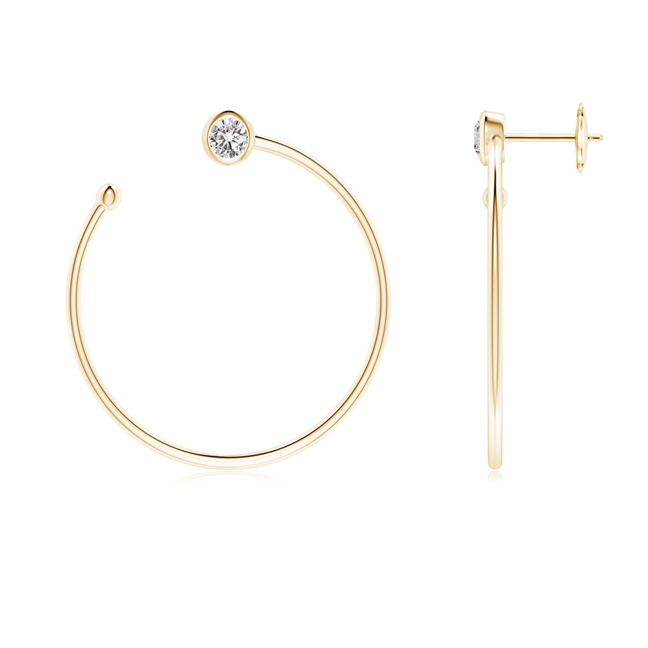 3.6mm IJI1I2 Bezel-Set Round Diamond Front-to-Back Flex Hoop Earrings in Yellow Gold 