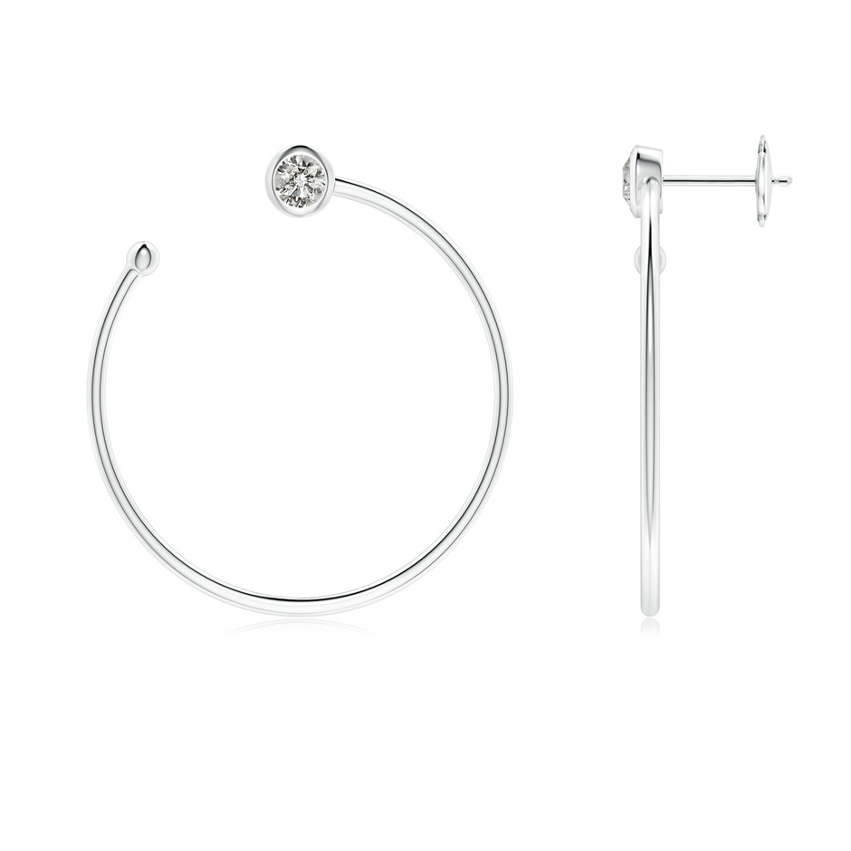 3.6mm KI3 Bezel-Set Round Diamond Front-to-Back Flex Hoop Earrings in White Gold 