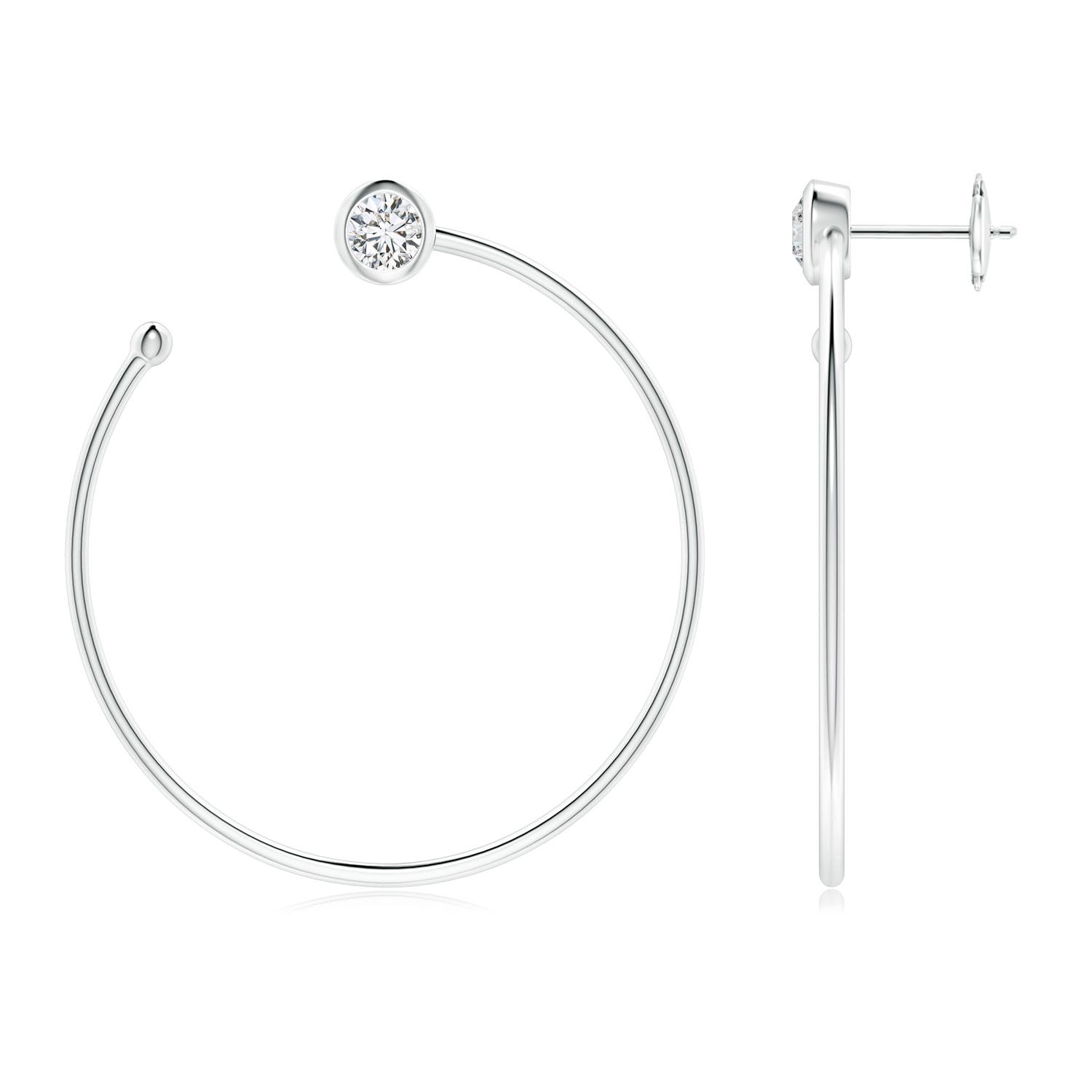 4.1mm HSI2 Bezel-Set Round Diamond Front-to-Back Flex Hoop Earrings in White Gold