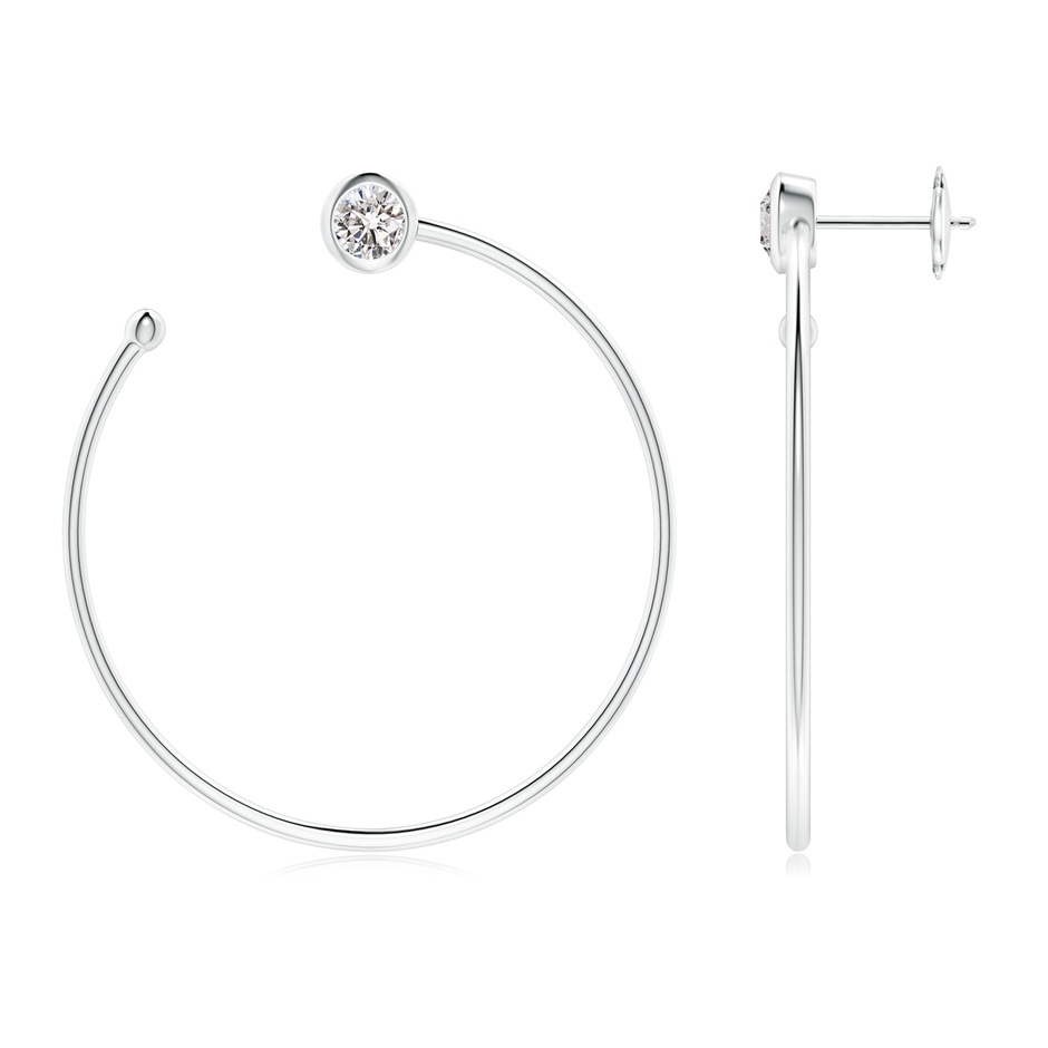 4.1mm IJI1I2 Bezel-Set Round Diamond Front-to-Back Flex Hoop Earrings in White Gold 