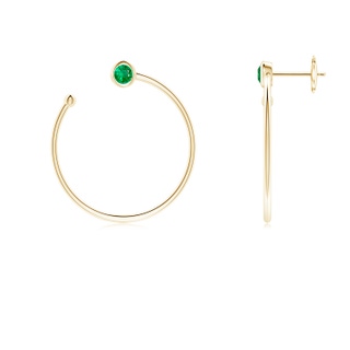3.2mm AAA Bezel-Set Round Emerald Front-to-Back Flex Hoop Earrings in Yellow Gold