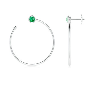 3.6mm AAA Bezel-Set Round Emerald Front-to-Back Flex Hoop Earrings in White Gold