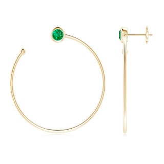 4.1mm AAA Bezel-Set Round Emerald Front-to-Back Flex Hoop Earrings in Yellow Gold