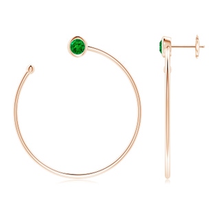 4.1mm AAAA Bezel-Set Round Emerald Front-to-Back Flex Hoop Earrings in Rose Gold