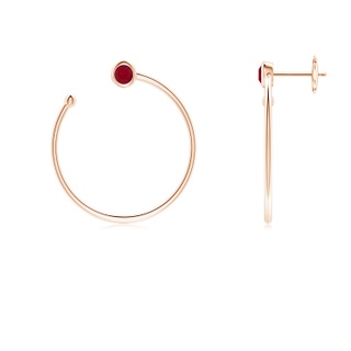 3.2mm AA Bezel-Set Round Ruby Front-to-Back Flex Hoop Earrings in Rose Gold