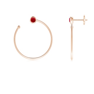 3.2mm AAA Bezel-Set Round Ruby Front-to-Back Flex Hoop Earrings in 10K Rose Gold