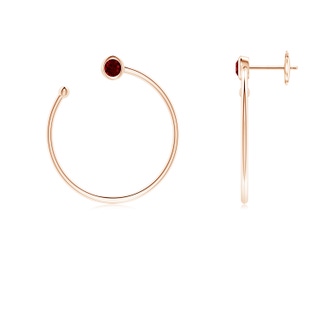 3.2mm AAAA Bezel-Set Round Ruby Front-to-Back Flex Hoop Earrings in Rose Gold