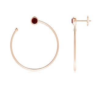 3.6mm AAAA Bezel-Set Round Ruby Front-to-Back Flex Hoop Earrings in Rose Gold