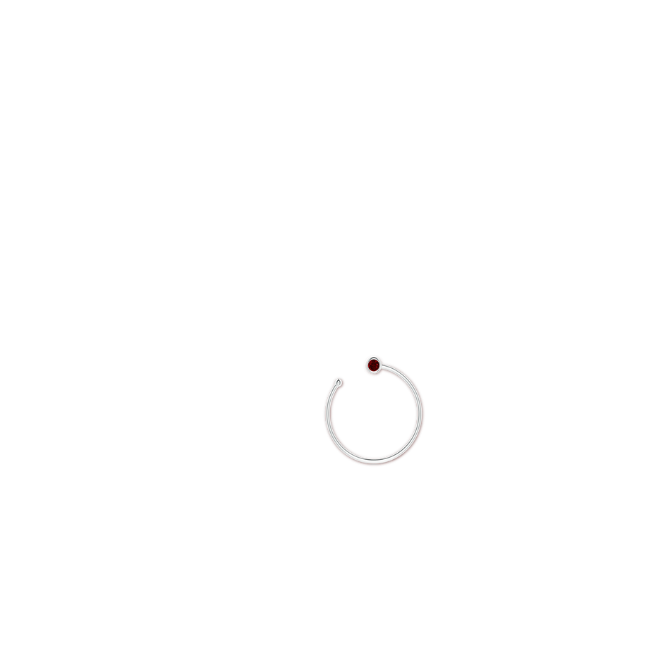 3.6mm AAAA Bezel-Set Round Ruby Front-to-Back Flex Hoop Earrings in White Gold ear