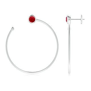4.1mm AAA Bezel-Set Round Ruby Front-to-Back Flex Hoop Earrings in White Gold