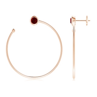 4.1mm AAAA Bezel-Set Round Ruby Front-to-Back Flex Hoop Earrings in Rose Gold