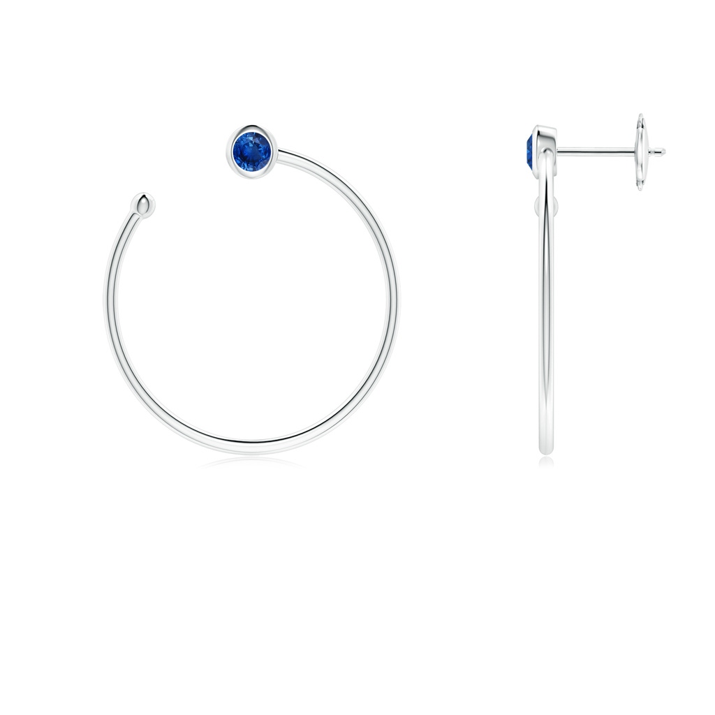 3.2mm AAA Bezel-Set Round Blue Sapphire Front-to-Back Flex Hoop Earrings in White Gold