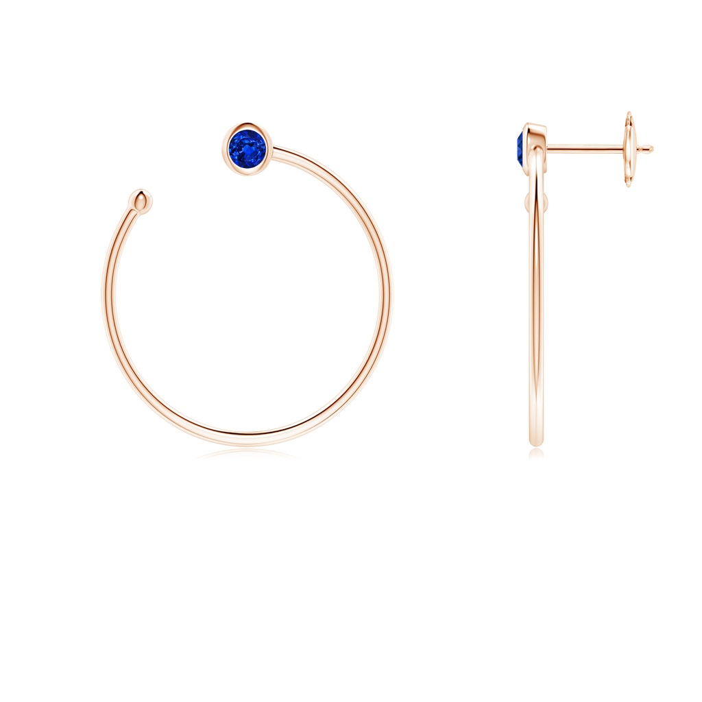 3.2mm AAAA Bezel-Set Round Blue Sapphire Front-to-Back Flex Hoop Earrings in Rose Gold