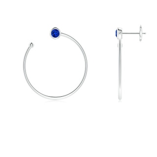 3.2mm AAAA Bezel-Set Round Blue Sapphire Front-to-Back Flex Hoop Earrings in White Gold