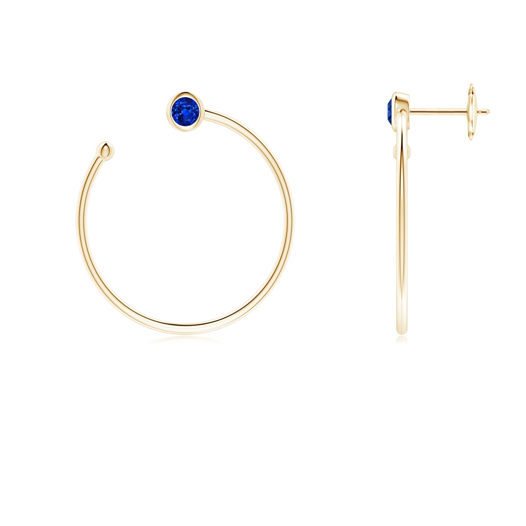 3.2mm AAAA Bezel-Set Round Blue Sapphire Front-to-Back Flex Hoop Earrings in Yellow Gold