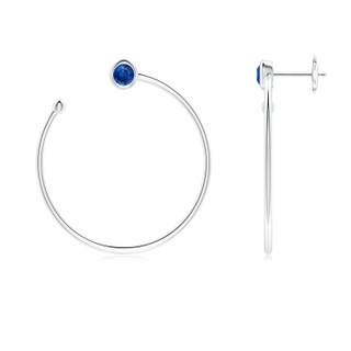 3.6mm AAA Bezel-Set Round Blue Sapphire Front-to-Back Flex Hoop Earrings in White Gold